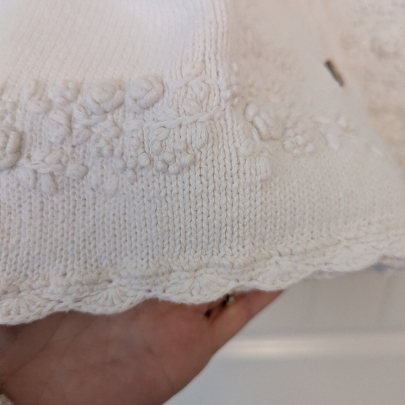 Vintage Jacob White Cotton Ramie Floral Cardigan Size Large - Picture 4 of 9